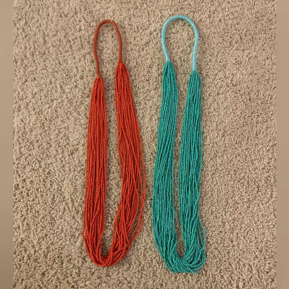 Coral and Teal Chunky Beaded Necklaces
